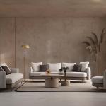 برادا كنب ثلاثي كريمي 240 سم وودي