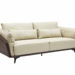 جولز كنب استقبال مكتبي ثلاثي جلد فاخر بيج مع بني وودي