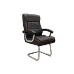 كرسي مكتب جلد ثابت أسود وودي