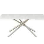 تكساس طاولة طعام من حجر الترافرتين مع 6 كراسي وودي