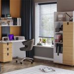 سولد مكتبة كتب خشبي-أبيض وودي