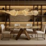 ناتالي طاولة طعام بسطح رخامي بدون كراسي وودي