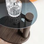 بوليرو طاولة جانبية بسطح زجاجي وودي