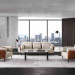 فينا كنب مكتب فاخر فردي لون بيج مع بني وودي