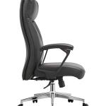 ألفا كرسي مكتب جلد أسود بمسند ظهر عالي وودي