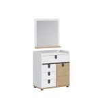 سولد تسريحة مع مرآه خشبي-أبيض وودي