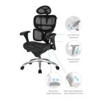 كرسي مدير شبك أسود بمسند رأس وأذرع قابلة للتعديل وودي