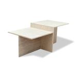 برشلونة طاولة قهوة ترافرتين تركي بيج  60×120 وودي