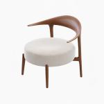 دلفي كرسي لاونج قماش أبيض وودي