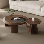 ماسا طاولة جانبية دائرية جوز وودي