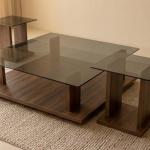 بيتي طاولة جانبية زجاج وودي