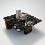 إيلي طاولة وسط بسطح بورسلان أسود وودي