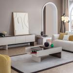 بونتي طاولة جانبية كريمي وودي