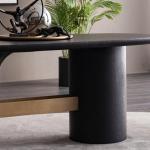 جراند طاولة طعام 230 سم أسود مع نحاسي بدون كراسي وودي