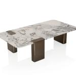 ويلز طاولة وسط مستطيلة بسطح بورسلان وودي