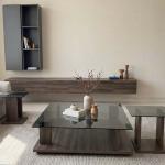 بيتي طاولة قهوة زجاج 120سم وودي