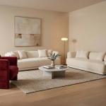 ليكسا كنب مخمل كريمي 3 مقاعد عرض 240 سم وودي