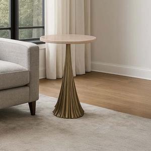 أوبرا ماربل طاولة خدمة بقاعدة معدنية وودي - بيج