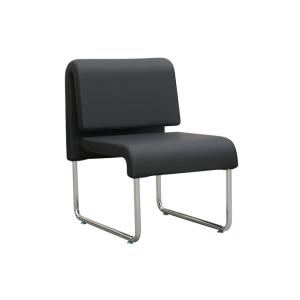 ديمي كرسي أسترخاء جلد أسود وودي