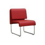 ديمي كرسي أسترخاء جلد أحمر وودي