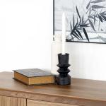 حامل شموع من السيراميك أسود صغير وودي