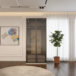 أروبا دولاب 2 باب زجاجي 100 سم بأدراج ووحدة تعليق وودي