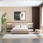 لوجانو غرفة نوم 180 × 200 كريمي 7 قطع وودي