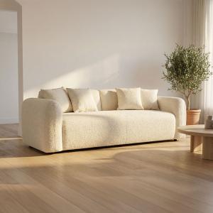 دون كنب ثلاثي قماش كريمي عرض 250 سم وودي