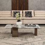 ويلز طاولة وسط مستطيلة بسطح بورسلان وودي