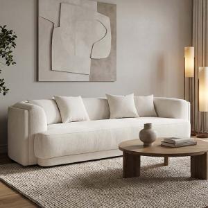 ليكسا كنب مخمل كريمي 4 مقاعد عرض 270 سم وودي