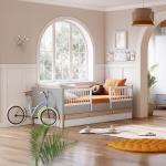 بونو سرير للأطفال الصغار 120×100 سم رمادي وودي