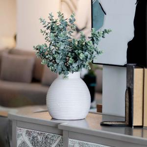 فازة سيراميك بوهيمي مخطط كبيرة وودي