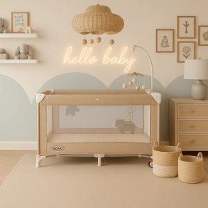 سرير أطفال قابل للطي بعجلات متحركة بيج