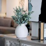 فازة سيراميك بوهيمي مخطط صغيرة وودي