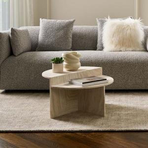 ريفولي طاولة قهوة ترافرتين بيج وودي