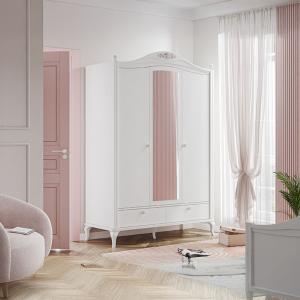 جاسمين دولاب ملابس 3 أبواب أبيض وودي