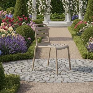 نست كرسي للمقاهي والحدائق بدون مسند يد - بيج N1