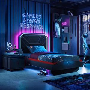 فيونكس سرير شبابي مضئ  أسود 120*200 سم وودي