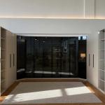 أروبا دولاب 2 باب زجاجي 100 سم بأدراج ووحدة تعليق وودي