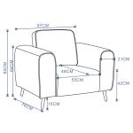 ليفيا كنب مكتبي فردي جلد رصاصي وودي