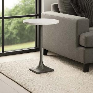 ليفي طاولة خدمة باللون النحاسي - رخام-أبيض