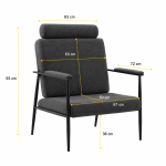كرسي قماش مفرد A-24 DARK GREY