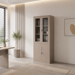 دولاب مكتبي حديد مقاس 185*85 OW-005 BEIGE
