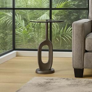 سيرا طاولة خدمة بقاعدة معدنية باللون الرمادي - زجاج-شفاف